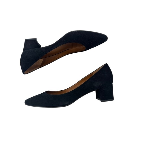 Aquatalia Pasha Black Suede Block Heel Pumps Shoes Made in Italy Size 9 - Picture 3 of 12